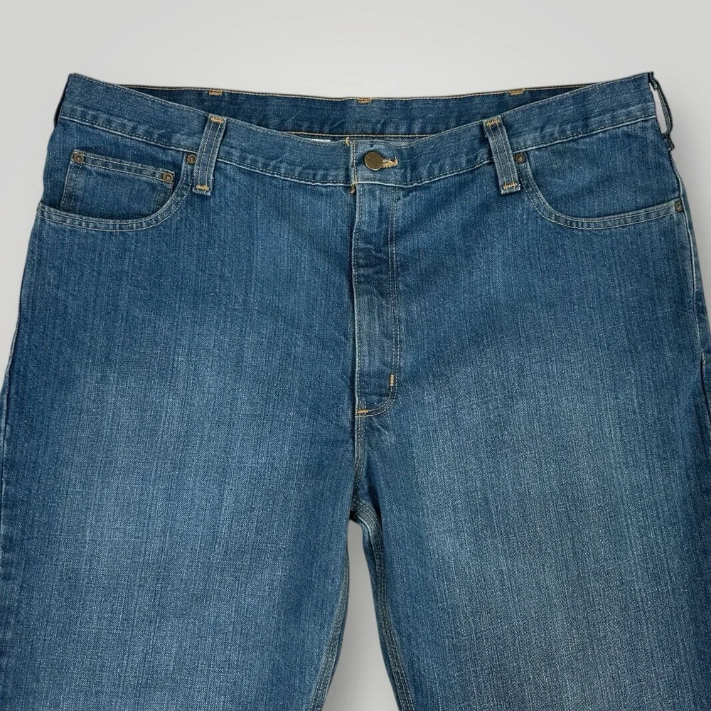 Carhartt Straight Traditional Fit Jeans Mens 42x30 Blue Workwear Denim 101496 - Picture 3 of 7